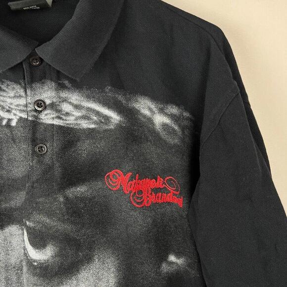 Vtg Makaveli Branded Tupac 2Pac Rap Graphic Polo Shirt Size Men’s L Big Logo - Picture 5 of 5